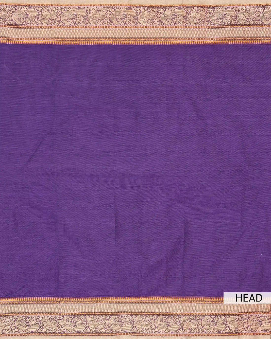 Women's Royal Purple Chettinad Cotton Saree with Traditional Peacock Motif Thread Woven Border