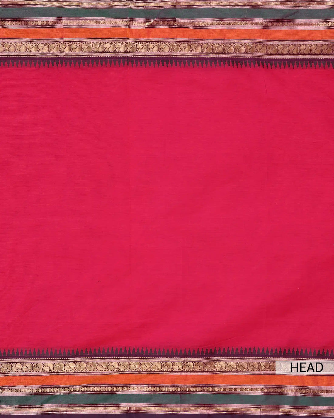 Women's Crimson Red Chettinad Cotton Saree with Traditional Multicolour Zari Woven Border