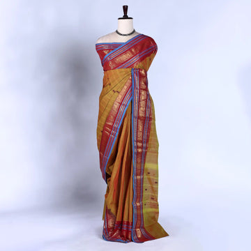 Olive Green Chettinad Cotton Sarees for Women | Office Wear Daily Wear & Special Occasion | Jeyachandran - Full View