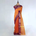 Orange Chettinad Cotton Sarees for Women | Office Wear Daily Wear & Special Occasion | Jeyachandran - Full View