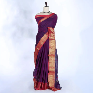 Purple Chettinad Cotton Sarees for Women | Office Wear Daily Wear & Special Occasion | Jeyachandran - Full View