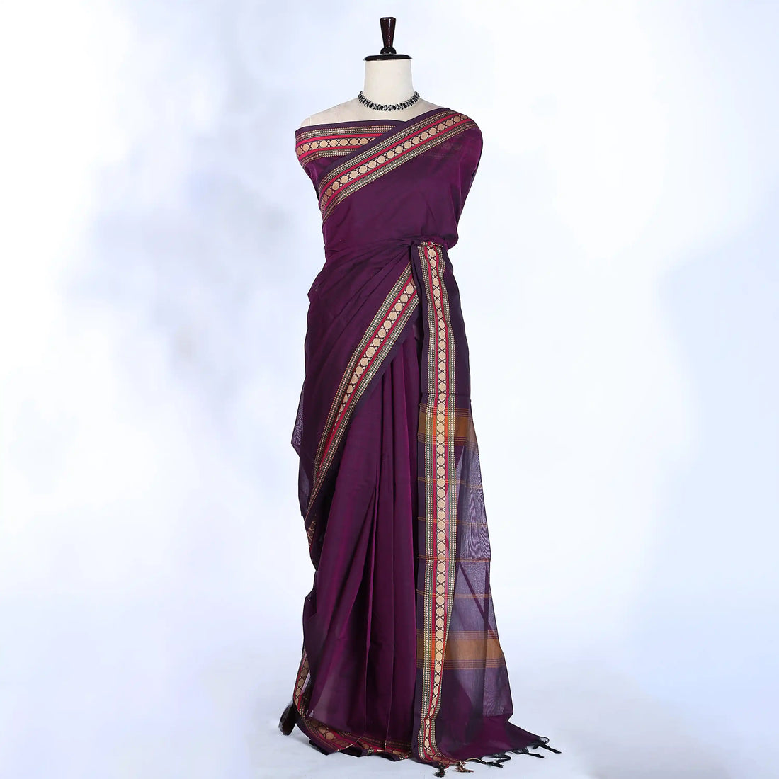Purple Chettinad Cotton Sarees for Women | Office Wear Daily Wear & Special Occasion | Jeyachandran - Full View