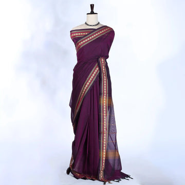 Purple Chettinad Cotton Sarees for Women | Office Wear Daily Wear & Special Occasion | Jeyachandran - Full View