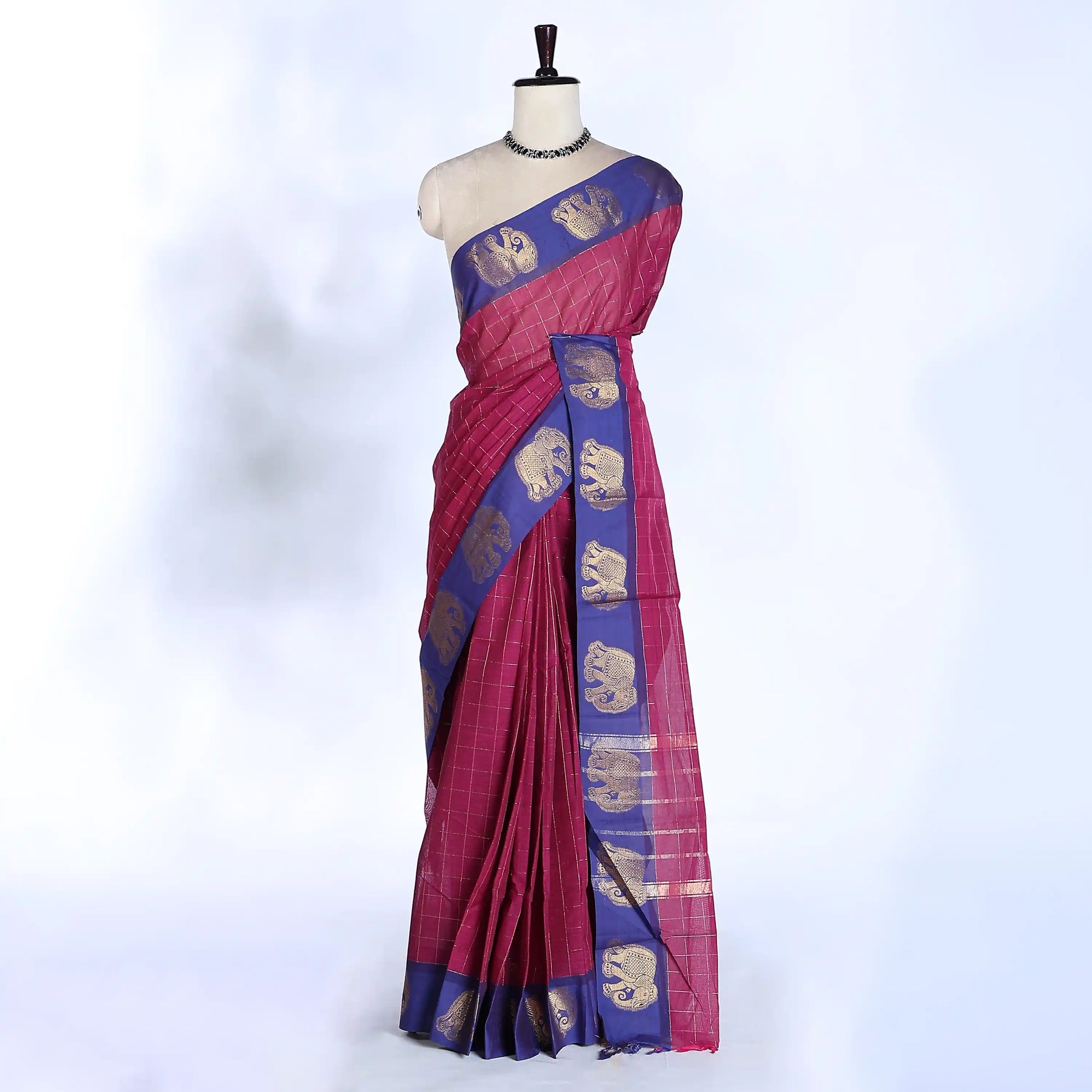 Purple Chettinad Cotton Sarees for Women | Office Wear Daily Wear & Special Occasion | Jeyachandran - Full View