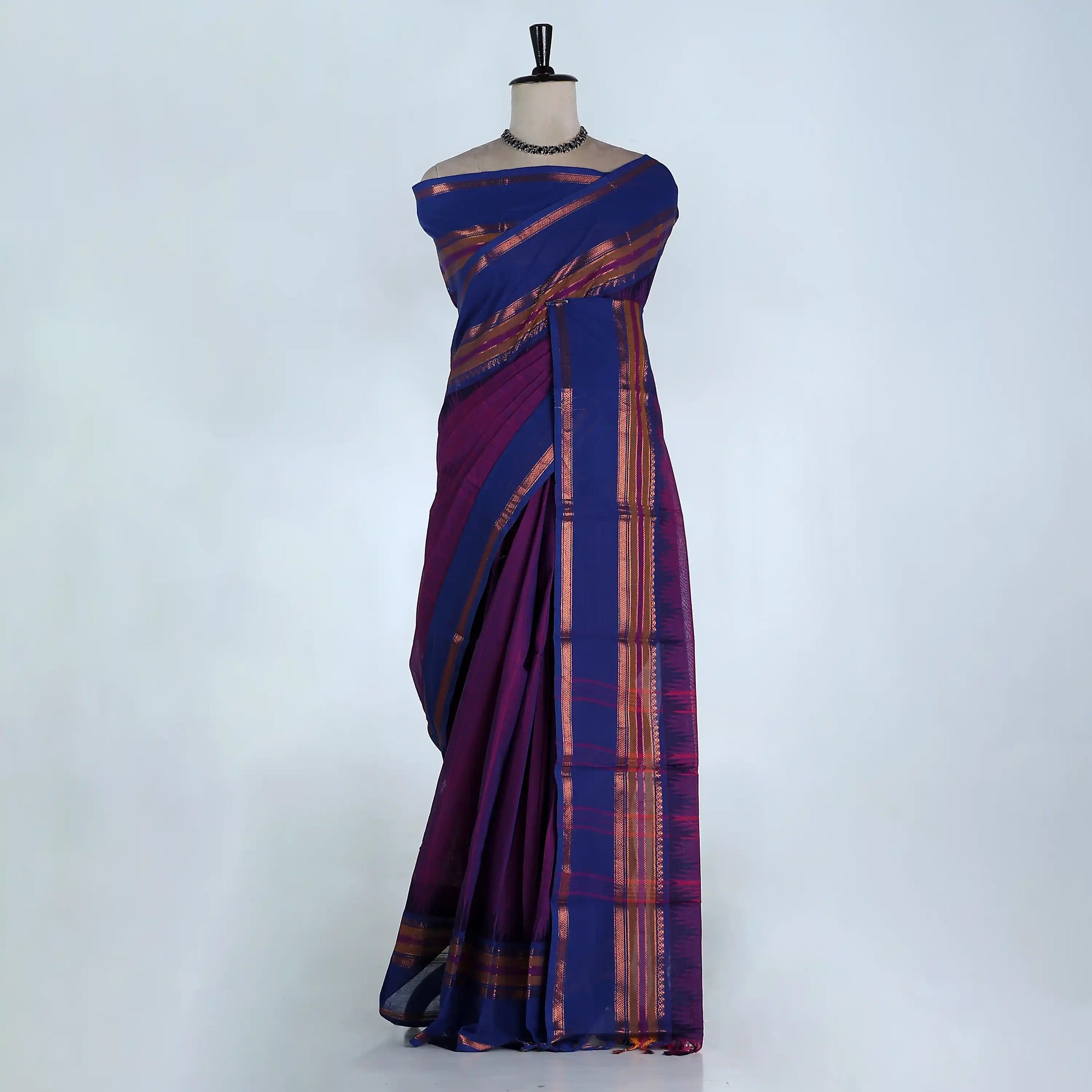 Purple Chettinad Cotton Sarees for Women | Office Wear Daily Wear & Special Occasion | Jeyachandran - Full View