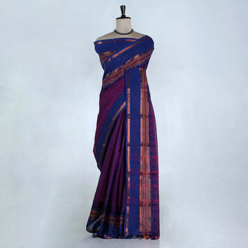 Purple Chettinad Cotton Sarees for Women | Office Wear Daily Wear & Special Occasion | Jeyachandran - Full View