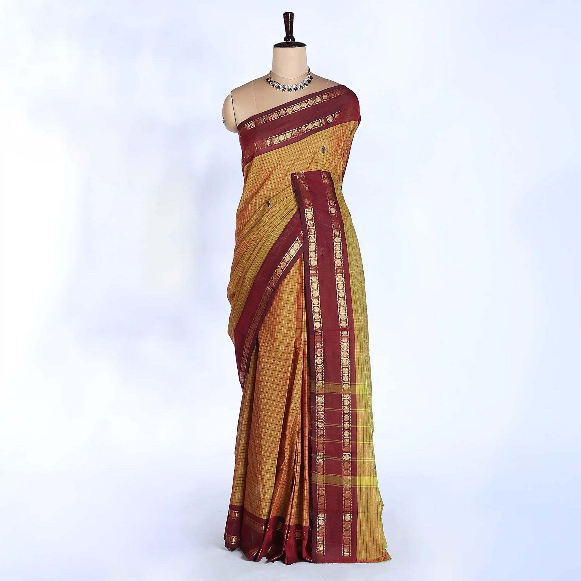 Yellow Chettinad Cotton Sarees for Women | Office Wear Daily Wear & Special Occasion | Jeyachandran - Full View