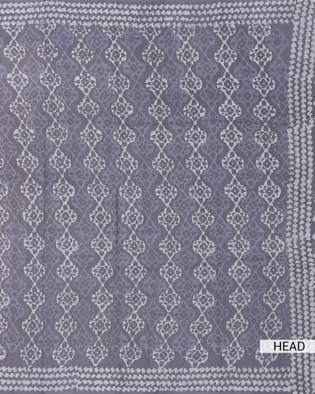 Hand Block Printed Dabu Cotton Saree with Traditional Floral Motifs and Printed Border - Grey