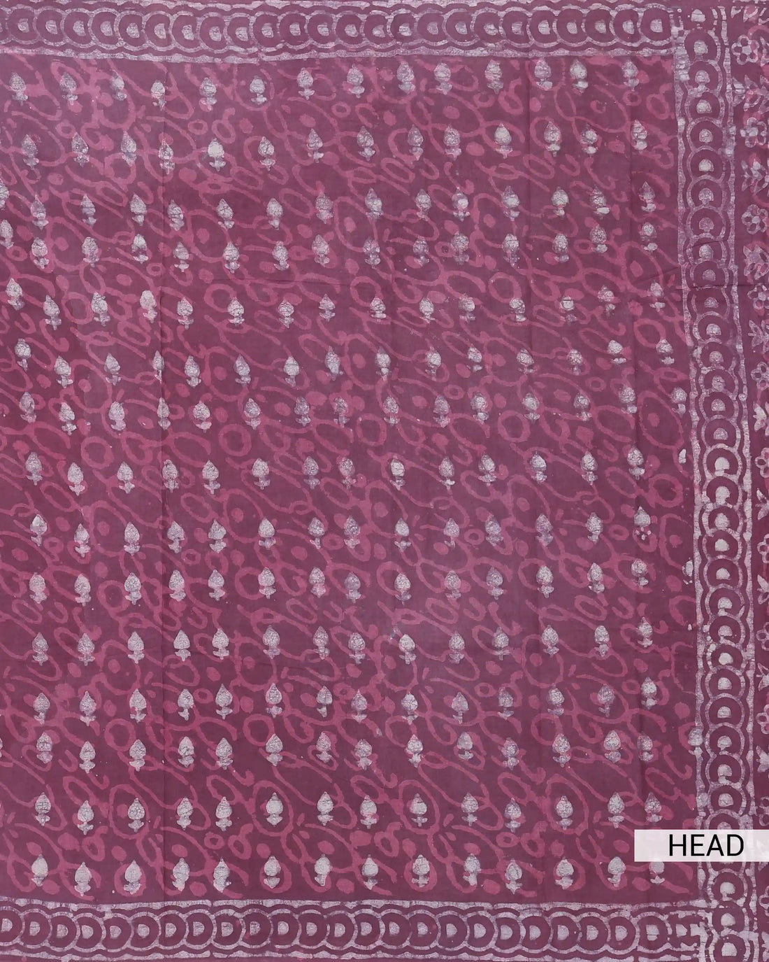 Dabu Hand Block Printed Pure Cotton Saree with Traditional Floral Motif and Decorative Border - Onion Pink