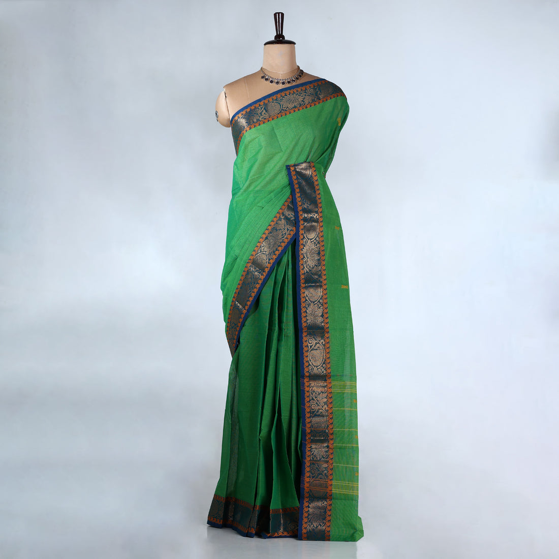 Green Kanchi Cotton Saree for Women | Festive Traditional Collection | Jeyachandran -Full View
