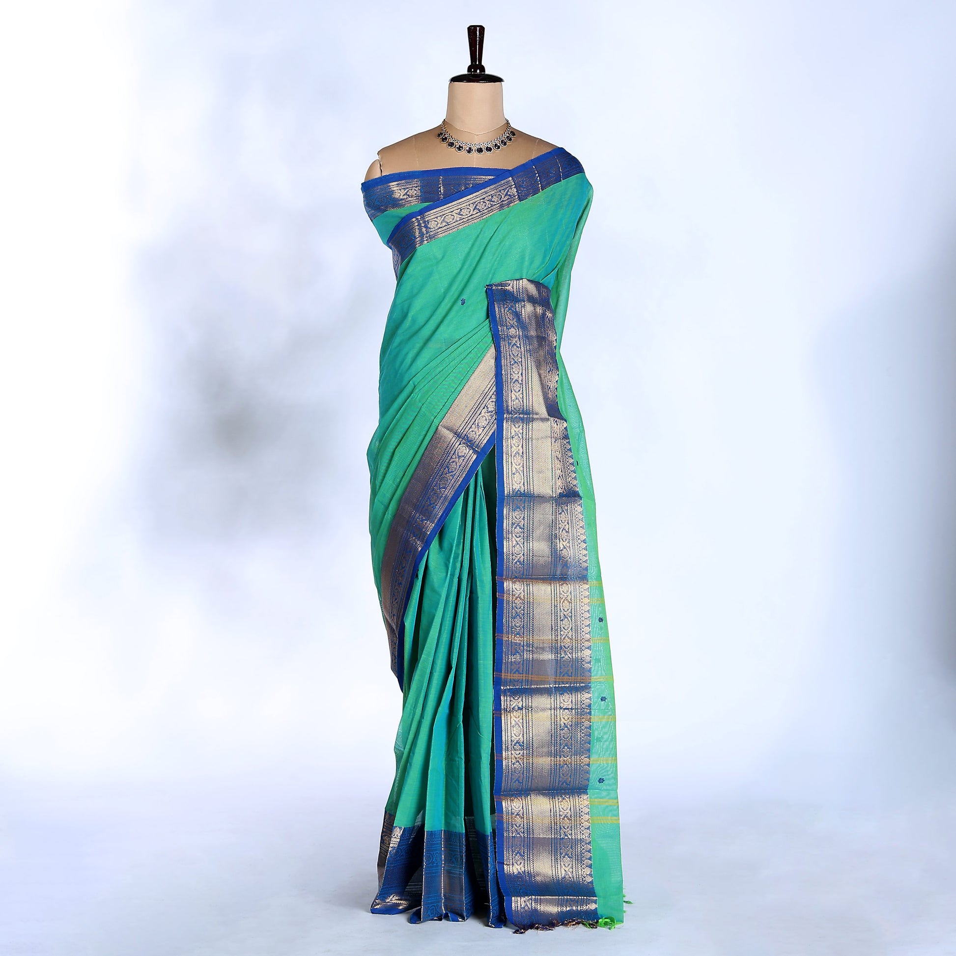 Green Kanchi Cotton Saree for Women | Festive Traditional Collection | Jeyachandran -Full View
