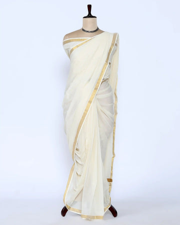 Kerala Kasavu Cotton Saree for Women | Onam Festival Wear, Family Function, Temple Visit | Jeyachandran
