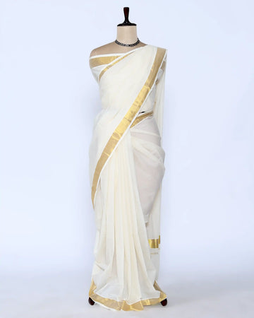 Kerala Kasavu Cotton Saree for Women | Onam Festival Wear, Family Function, Temple Visit | Jeyachandran