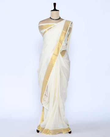 Kerala Kasavu Cotton Saree for Women | Onam Festival Wear, Family Function, Temple Visit | Jeyachandran
