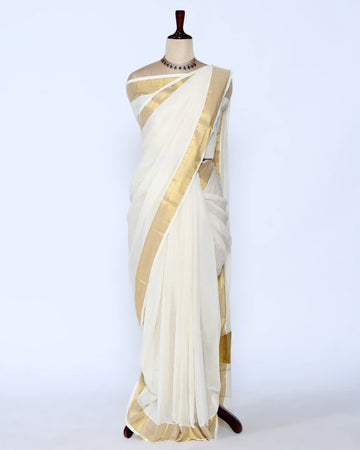 Kerala Kasavu Cotton Saree for Women | Onam Festival Wear, Family Function, Temple Visit | Jeyachandran