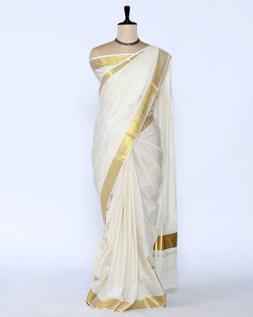 Kerala Kasavu Cotton Saree for Women | Onam Festival Wear, Family Function, Temple Visit | Jeyachandran
