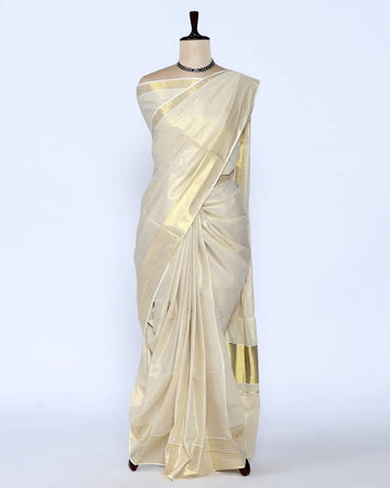 Kerala Kasavu Cotton Saree for Women | Onam Festival Wear, Family Function, Temple Visit | Jeyachandran