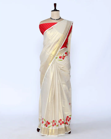 Kerala Kasavu Cotton Saree for Women | Onam Festival Wear, Family Function, Temple Visit | Jeyachandran