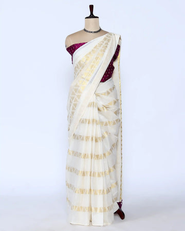 Kerala Kasavu Cotton Saree for Women | Onam Festival Wear, Family Function, Temple Visit | Jeyachandran