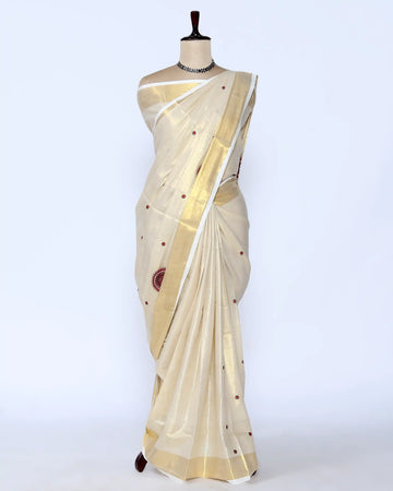 Kerala Kasavu Cotton Saree for Women | Onam Festival Wear, Family Function, Temple Visit | Jeyachandran