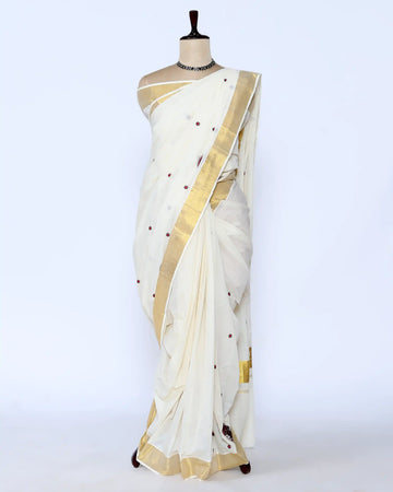 Kerala Kasavu Cotton Saree for Women | Onam Festival Wear, Family Function, Temple Visit | Jeyachandran