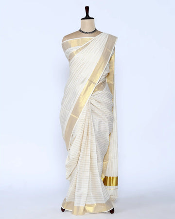Kerala Kasavu Cotton Saree for Women | Onam Festival Wear, Family Function, Temple Visit | Jeyachandran