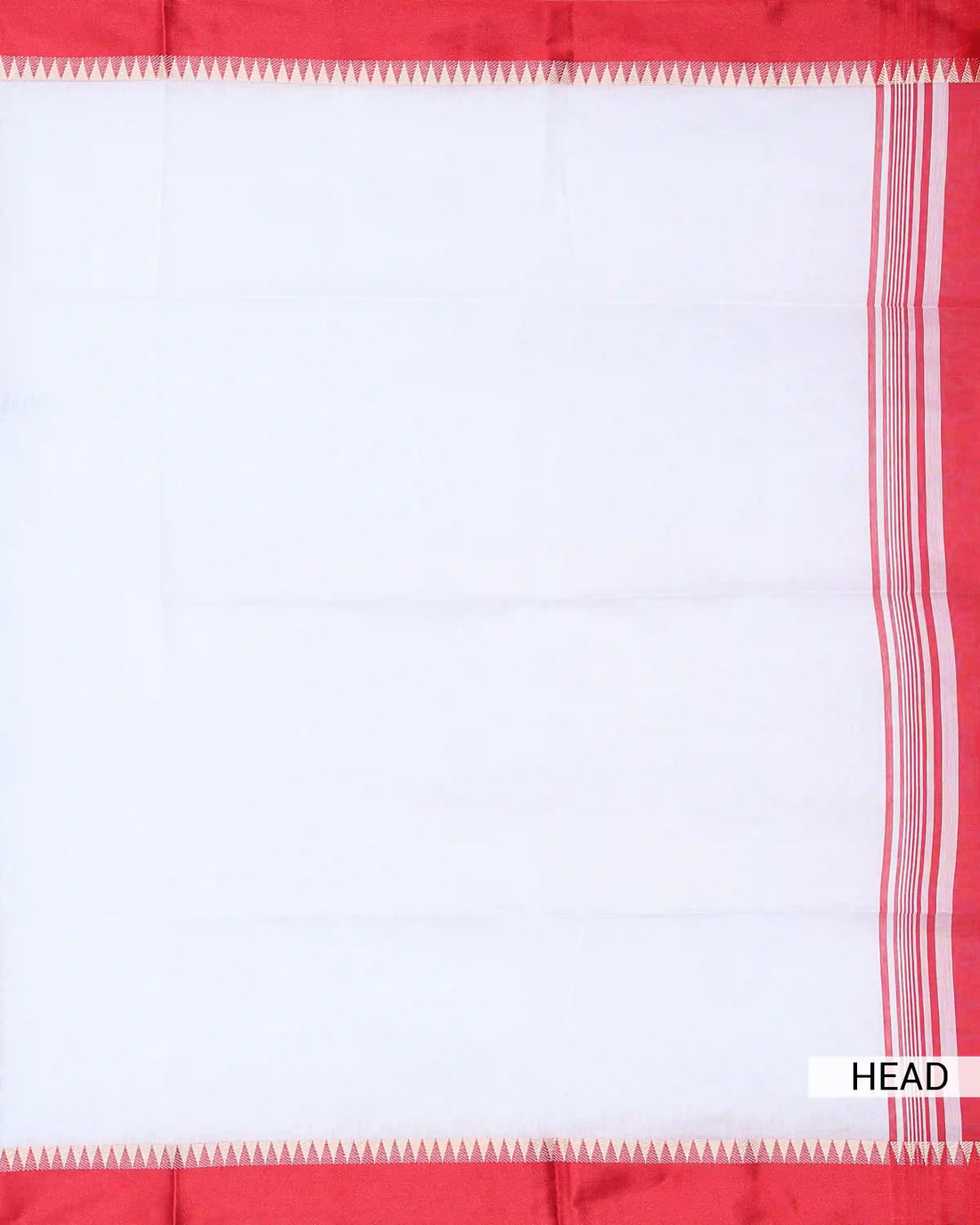 Khadi Cotton Saree for Women with Solid Body Traditional Temple & Contrast Border – White