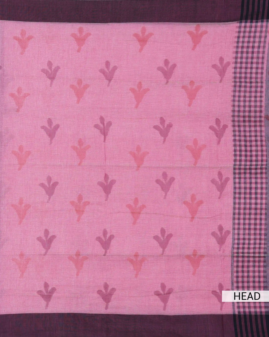 Khadi Cotton Saree for Women with Floral Motifs and Contrast Border - Pink