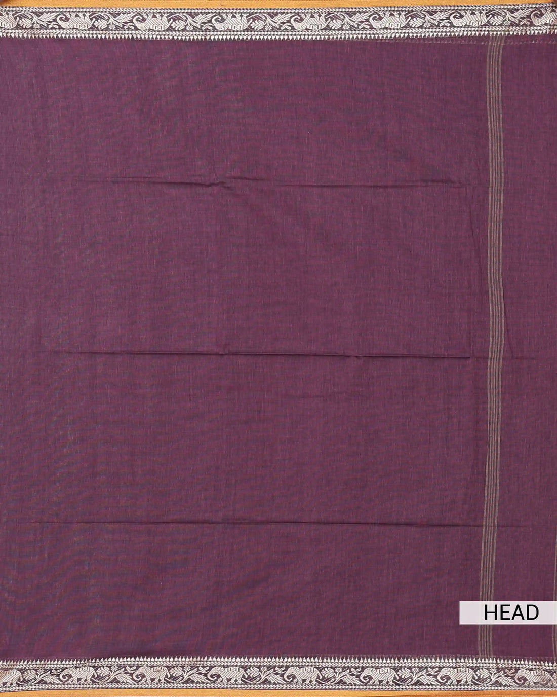 Khadi Cotton Saree for Women with Solid Body and Intricate Elephant & Floral Woven Border - Purple