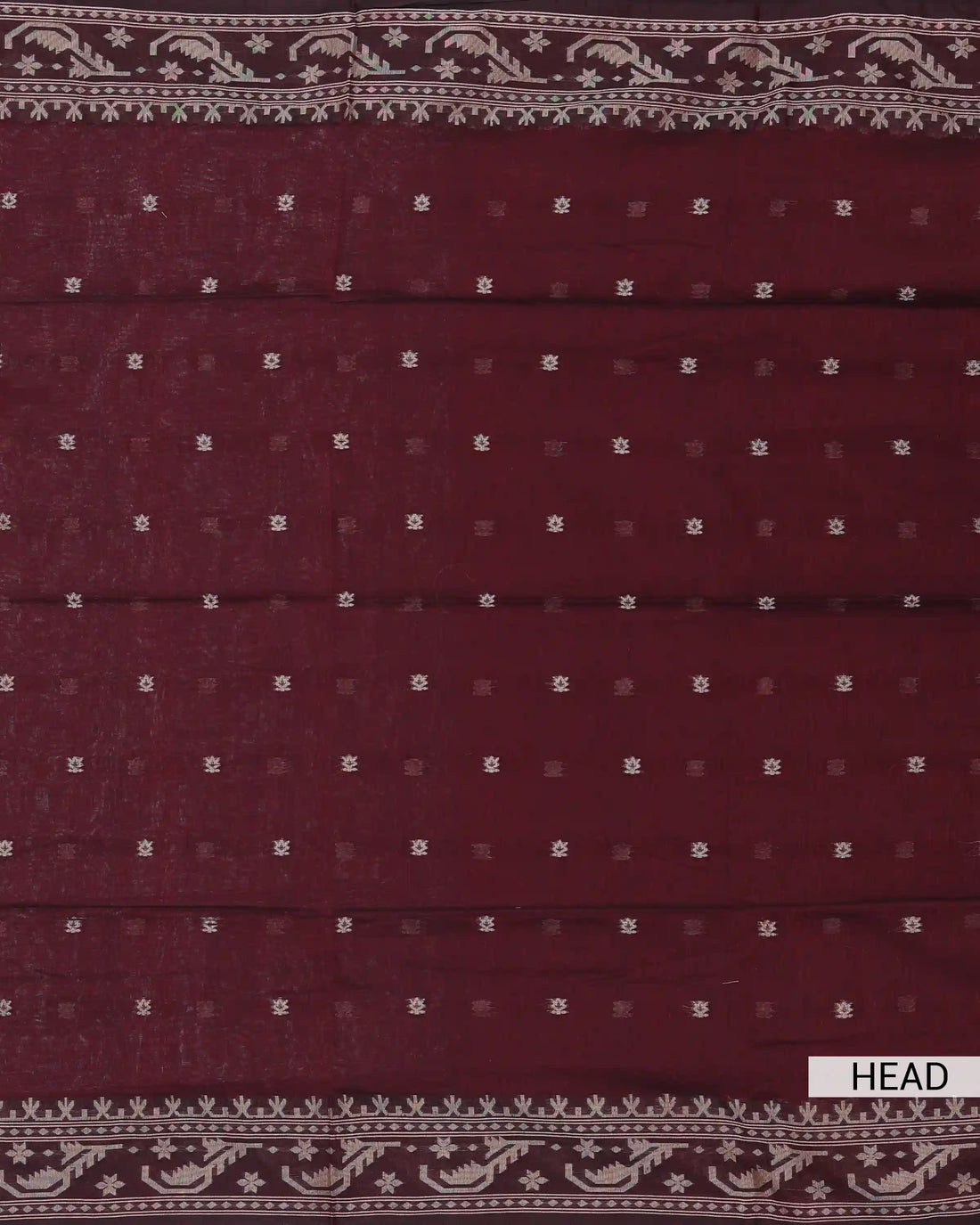 Khadi Cotton Saree for Women with Woven Floral Motifs and Intricate Traditional Patterned Border - Dark Maroon