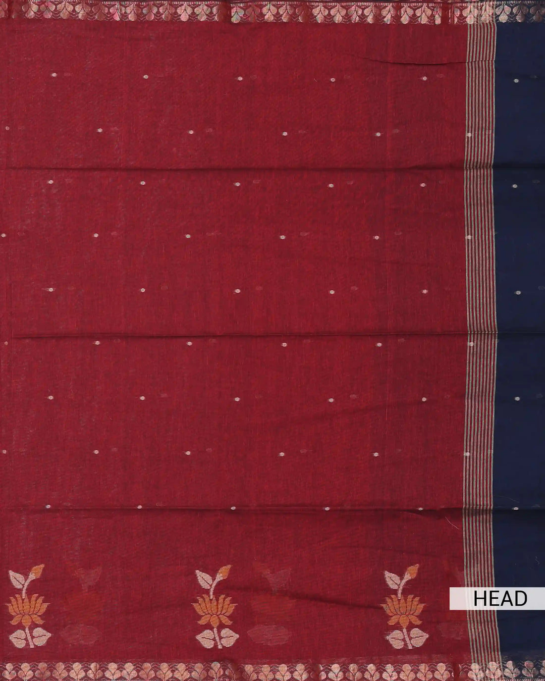 Khadi Cotton Saree for Women with Floral Border and Woven Floral Motifs - Maroon