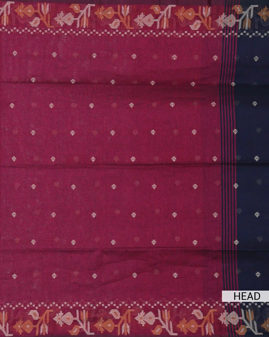 Khadi Cotton Saree for Women with Traditional Floral Motif Border and Floral Woven Butta - Maroon