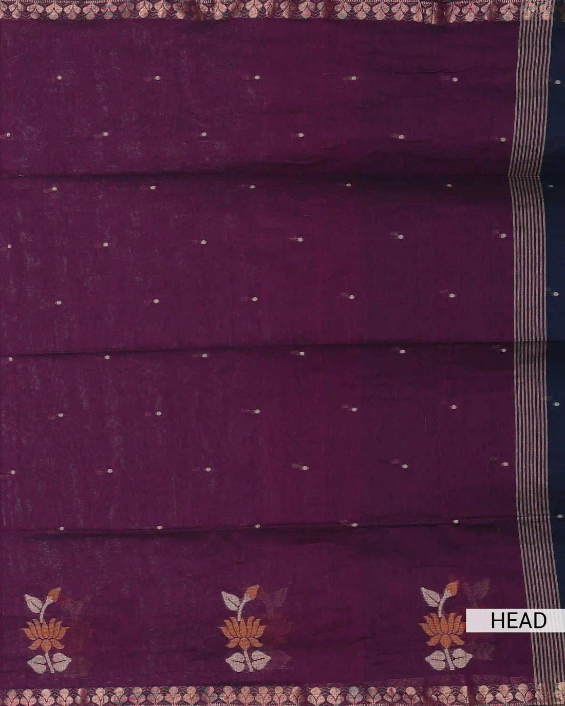 Khadi Cotton Saree for Women with Floral Border and Woven Floral Motifs - Purple