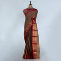 Light Brown Kanchi Cotton Saree for Women | Festive Traditional Collection | Jeyachandran -Full View
