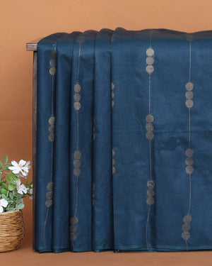 Semi Silk Saree for Women with Elegant Vertical Striped Patterns and Borderless Design – Teal