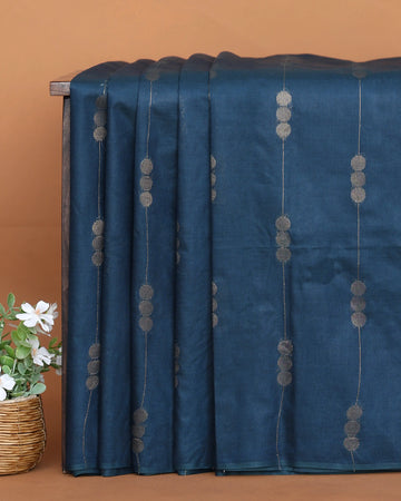 Semi Silk Saree for Women with Elegant Vertical Striped Patterns and Borderless Design – Teal