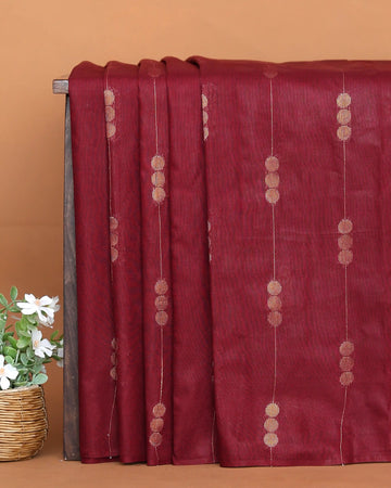 Semi Silk Saree for Women with Elegant Vertical Striped Patterns and Borderless Design – Maroon