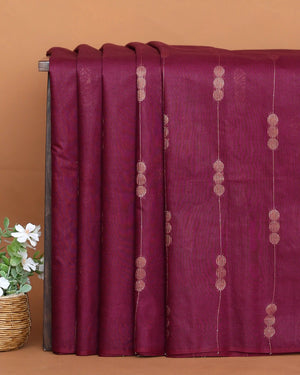 Semi Silk Saree for Women with Elegant Vertical Striped Patterns and Borderless Design – Burgundy