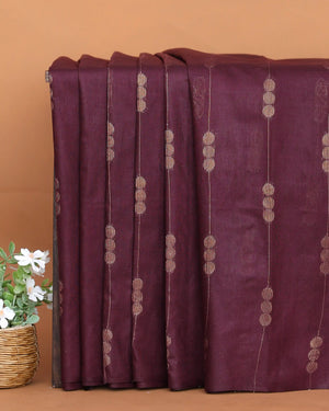 Semi Silk Saree for Women with Elegant Vertical Striped Patterns and Borderless Design – Wine