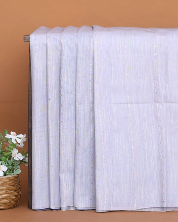 Semi Silk Saree for Women with Elegant Sequin Embellishments and Delicate Vertical Striped Pattern - Light Lavender