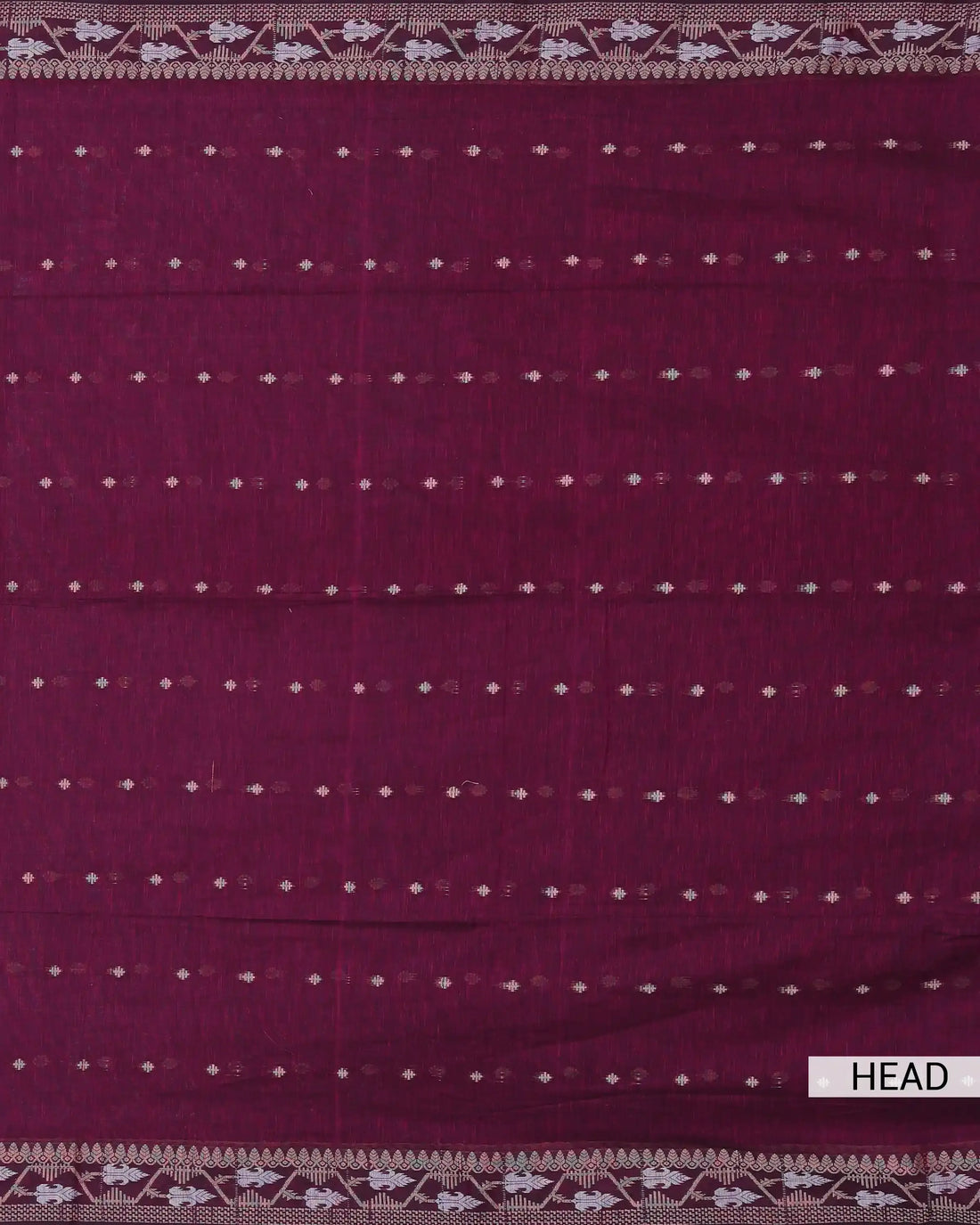Wine Maroon Khadi Cotton Saree with Champagne Gold Zari Floral Border and Rich Metallic Pallu