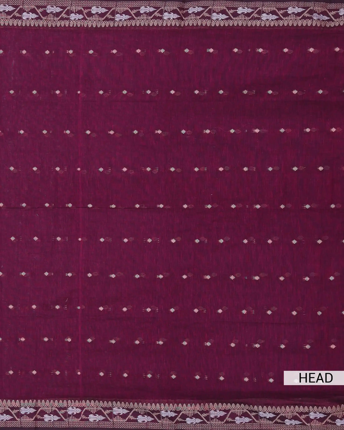 Wine Maroon Khadi Cotton Saree with Silver Zari Floral Border and Traditional Woven Pallu