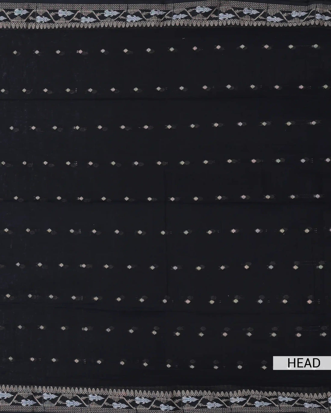 Black Khadi Cotton Saree with Steel Silver Zari Floral Border and Traditional Metallic Pallu