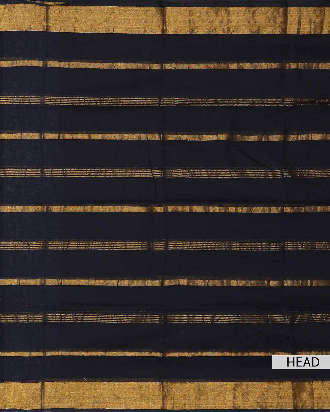 Mul Mul Cotton Saree for Women with Golden Striped Body and Golden Zari Border - Black
