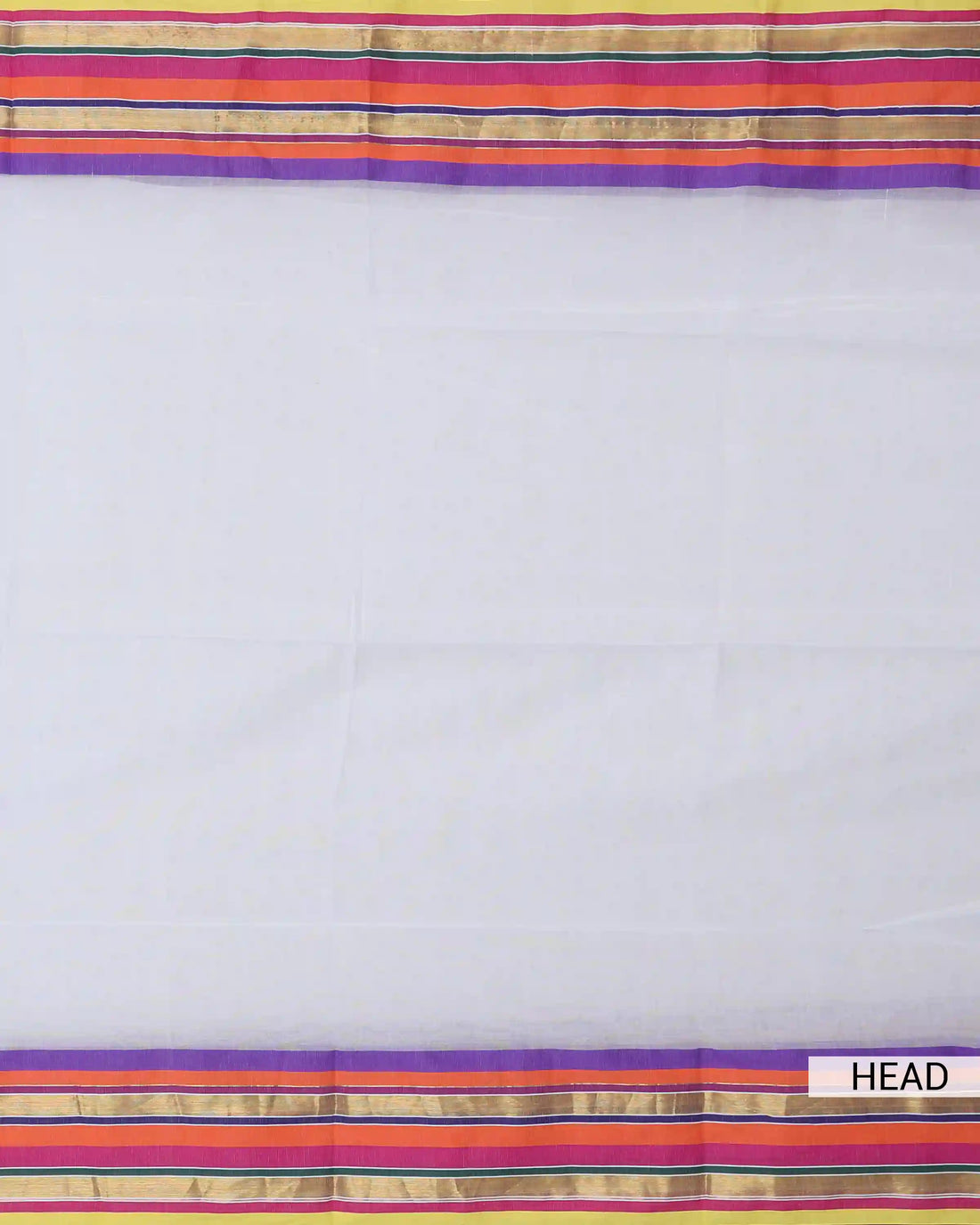 Mul Mul Cotton Saree for Women with Multi Striped Border and Traditional Tassel Detailing - Off White