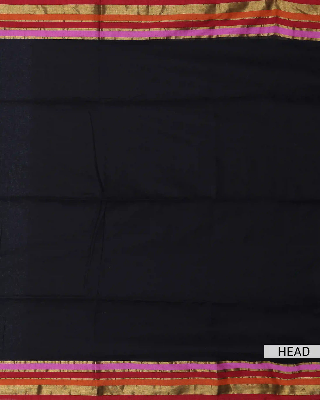 Mul Mul Cotton Saree for Women with Multi Color Zari Striped Border and Tassel Detailing - Black