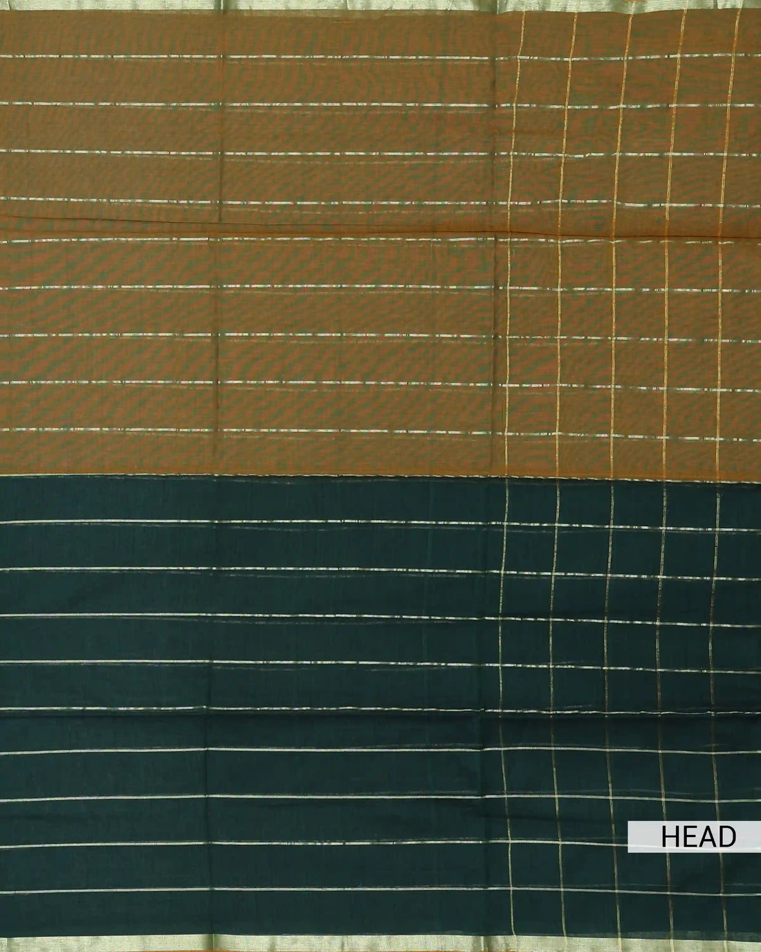Mul Mul Cotton Saree for Women with Checked Weave Zari Border and Tassel Detailing - Dark Green
