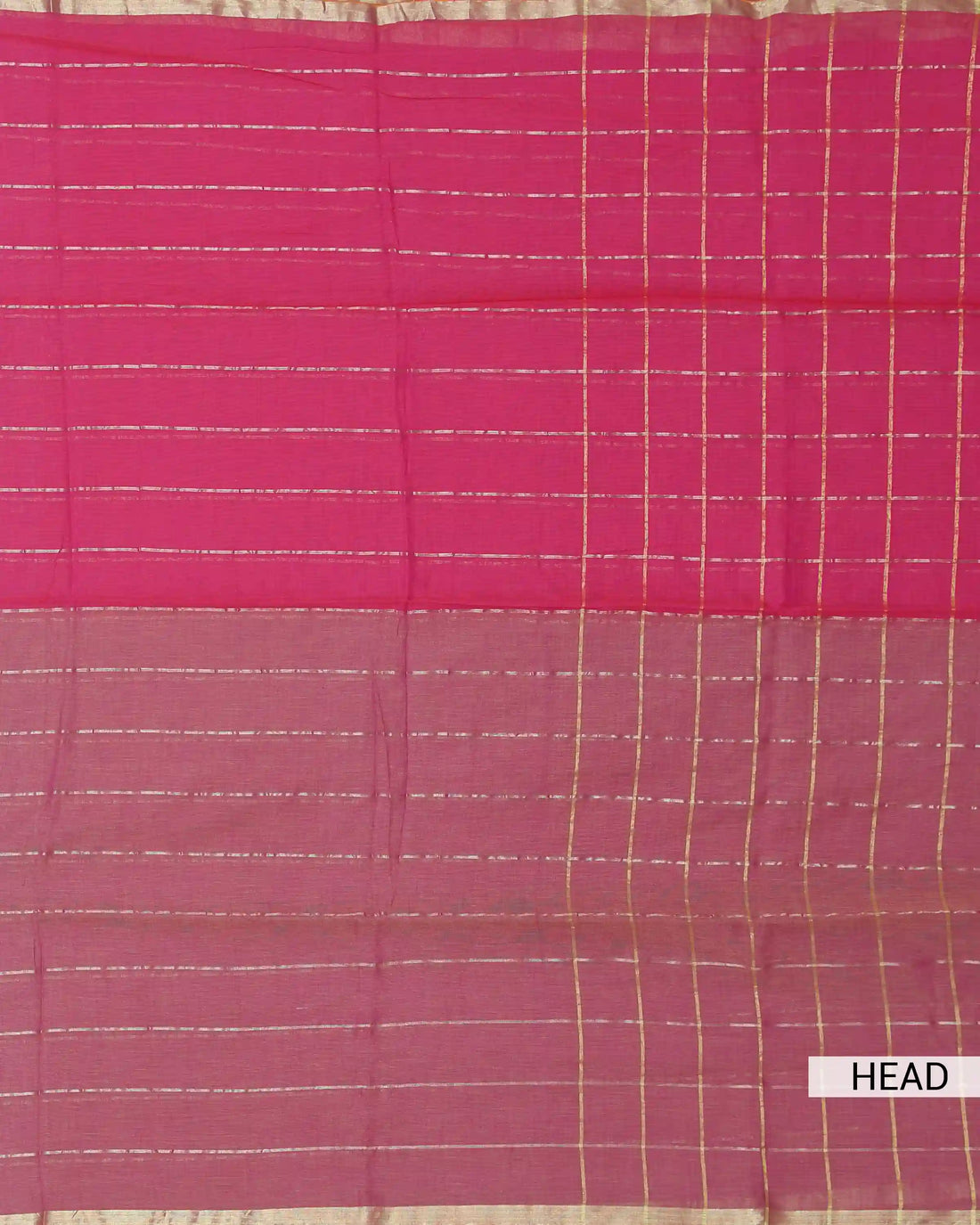 Mul Mul Cotton Saree for Women with Golden Zari Border Checked Body and Tassel Detail - Pink