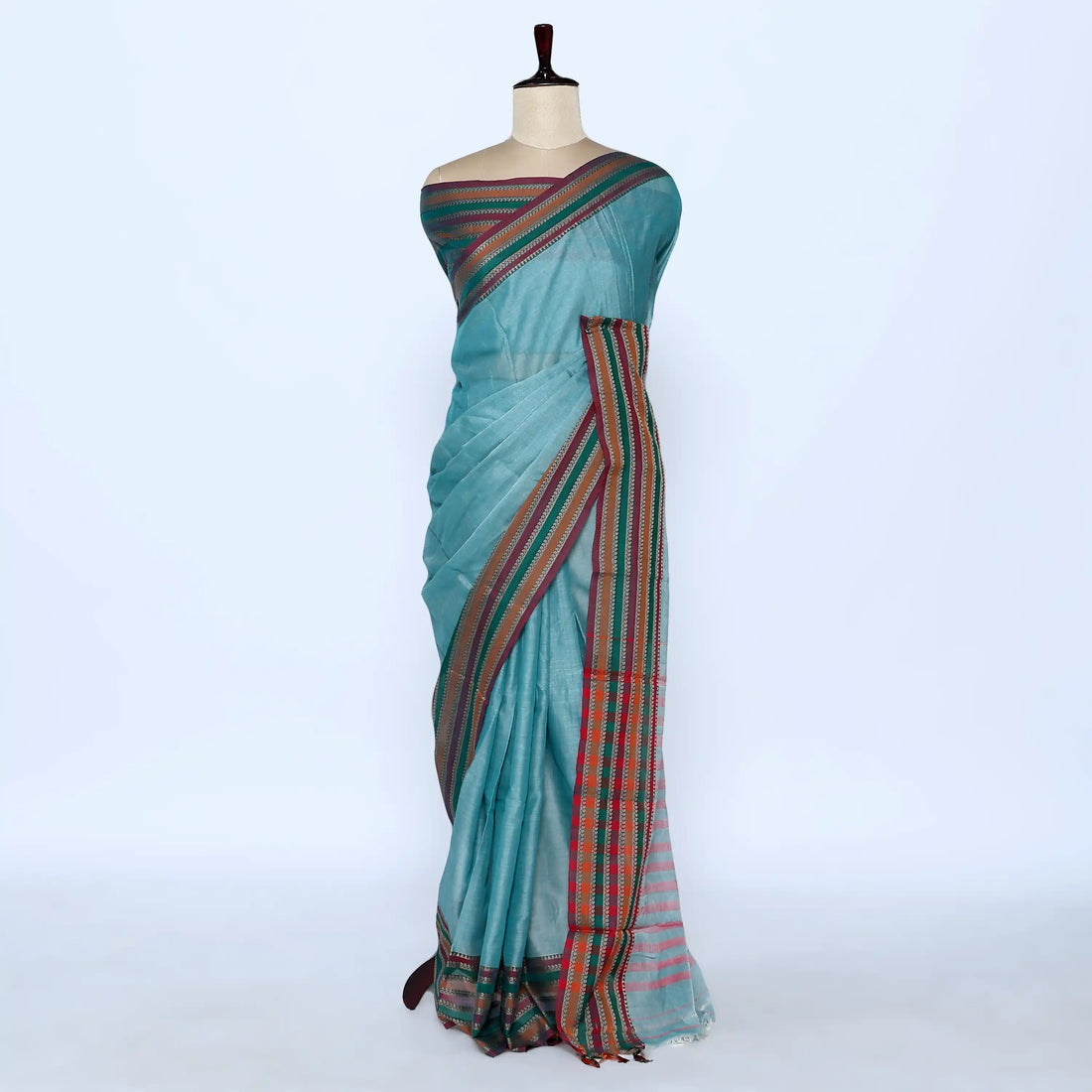 Teal Narayanpet Cotton Sarees for Women | Summer Events & Temple Visits Collection | Jeyachandran - Full View