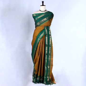 Olive Green Kanchi Cotton Saree for Women | Festive Traditional Collection | Jeyachandran -Full View
